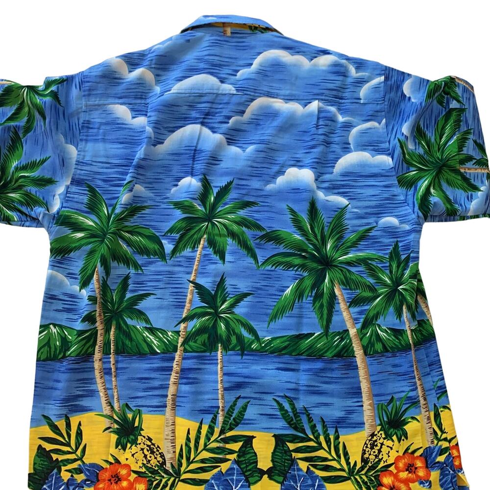 Men’s Reservoir Hawaiian Style Vacation Palm Trees Button Down Size L - Picture 2 of 7